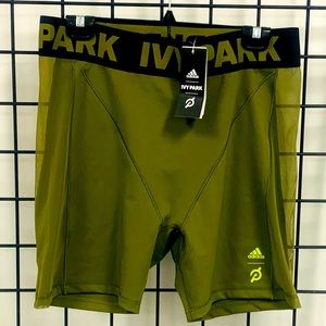 ADIDAS X IVY PARK X PELETON FOCUS OLIVE GREEN CYCLING SHORTS